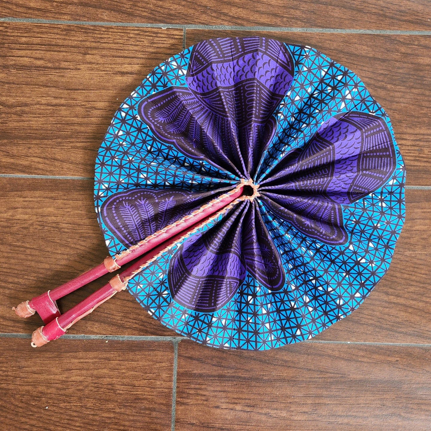 Blue and purple Ghana Hand Fan