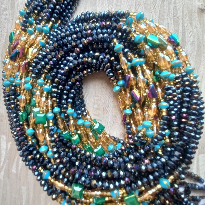 Dark Iridescent Ghana Waistbeads