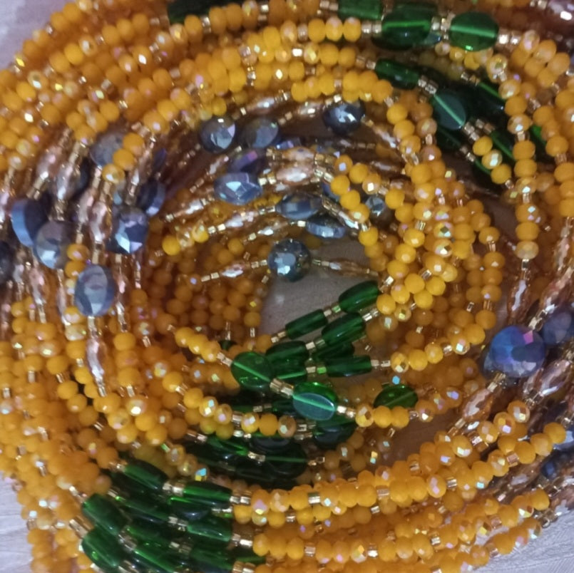 Yellow Iridescent Ghana Waistbeads