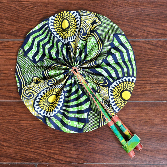 Green and black Ghana Hand Fan 