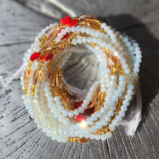 White crystal premium handmade waist beads 