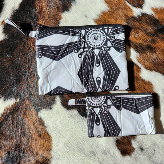 White and black genuine Ankara african print wallet pouch sizes large and small