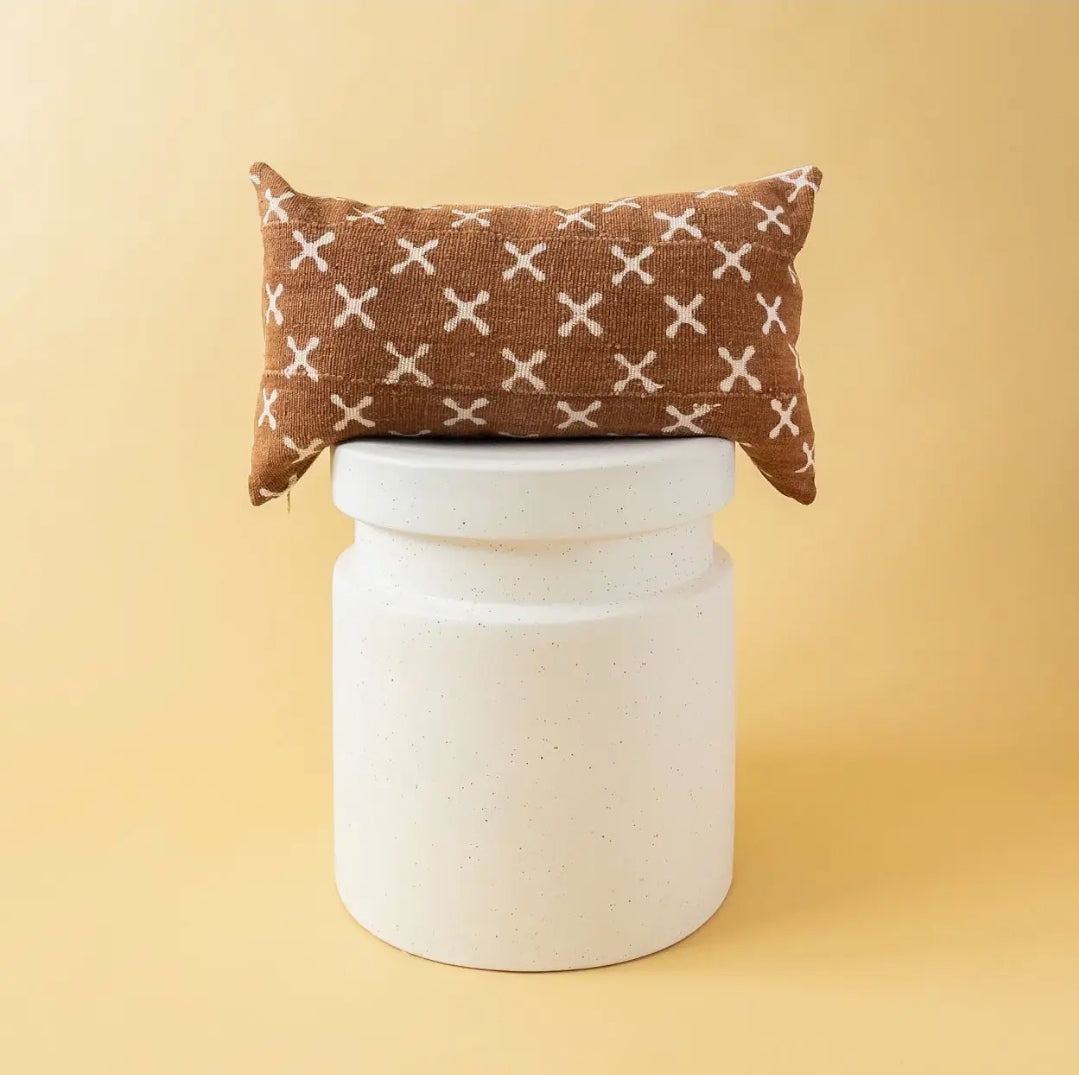 Rust MudCloth Lumbar Pillow Cover 