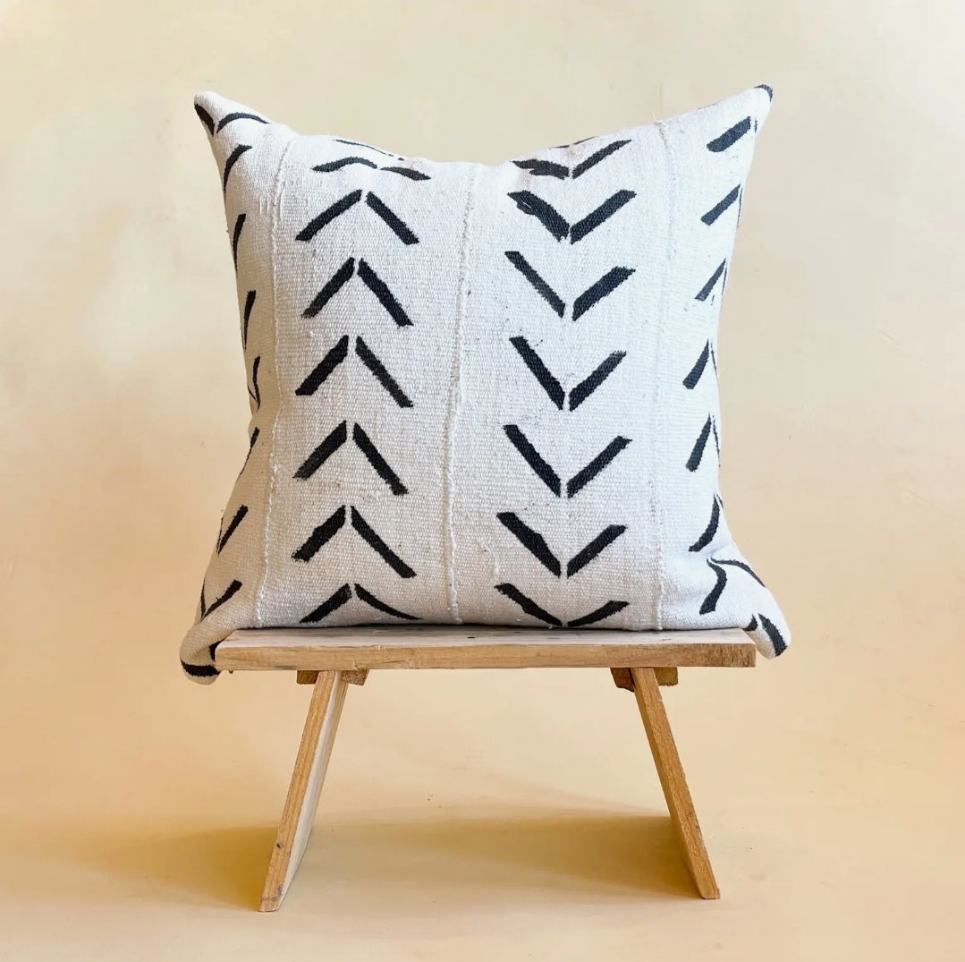 White MudCloth Pillow Cover